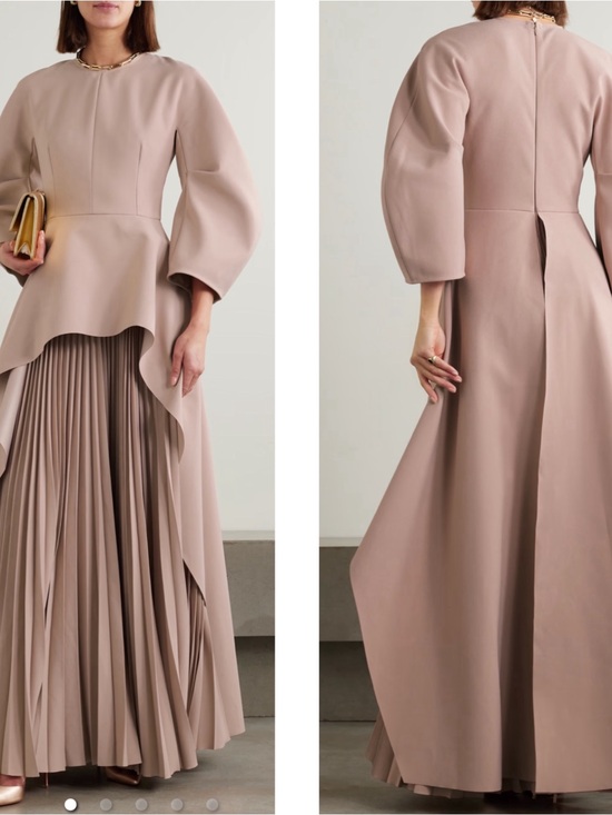 Solace London Dresses & Skirts - SOLACE LONDON Maia Draped Pleated Long Sleeve Crepe Peplum Maxi Dress Size 4